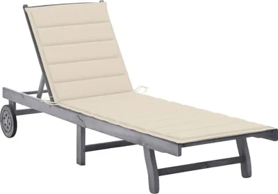 Produktbild von Sonnenliege mit Auflage Grau Akazie Massivholz