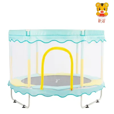 Produktbild von FOXSPORT Trampolin, Kindertrampolin, Gartentrampolin, Jumpingtrampolin Sicherheitsnetz mit Schaumstoff gepolstert, bis zum 100 kg, Ø 150cm, blau