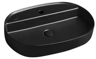 Productafbeelding van Isvea INFINITY OVAL wastafel, opzetmodel, 60x40 cm, mat zwart