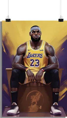 Produktbild von Basketball Poster - LeBron James Poster - Sitzend Poster - Lakers Poster - 51x71cm - Perfekt zum Einrahmen