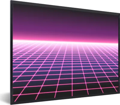 Produktbild von MuchoWow® Gerahmtes Poster Spiele - Retro - Neon 80x60 cm - Poster mit Schwarzem Bilderrahmen Wandposter Rahmen Foto Bilder - Schwarzem - Mit Gestell