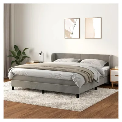 Produktbild von Boxspringbett 180 x 200 cm mit Matratze, Polsterbett Chesterfield Steppung, komplettes Bettgestell, Hellgrau