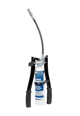 Immagine prodotto di Ingrassatore Iwetec premium a due mani con tubo flessibile corazzato per cartucce da 500g