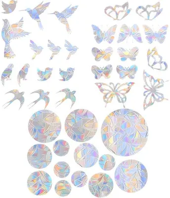 Produktbild von PVC Regenbogenschutzfolien, 39er Pack, Vogelbeschutzung, Zierfolien, PVC Dekorationsfolien