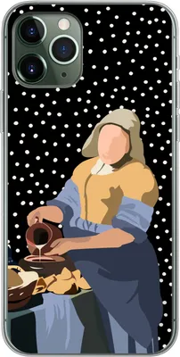Produktbild von MuchoWow® Handyhülle Schutzhülle Hülle für Telefoonhoesje iPhone 11 Pro Alte Meister - Milchmädchen - Polka dots - Schwarz Silikon Softcase Handy Hülle - Handy