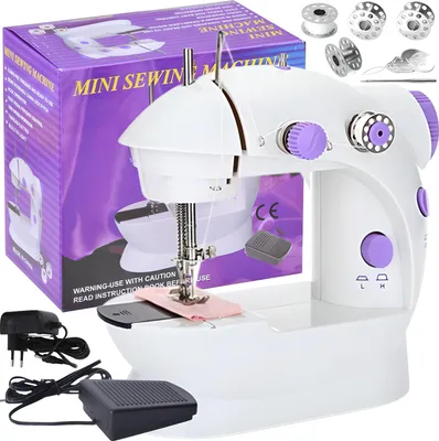 Produktbild von Mini-Nähmaschine für Kinder 2 Geschwindigkeiten LED-Lampe - Set
