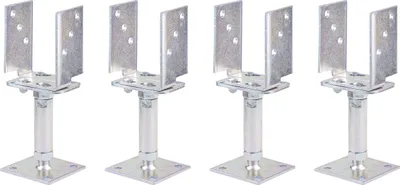 Immagine prodotto di Supporti per pali a U Alberts 4 pezzi, larghezza 71 - 161 mm, distanza dal pavimento 150 - 190 mm, zincati a caldo, passivati a strato spesso, da avvitare