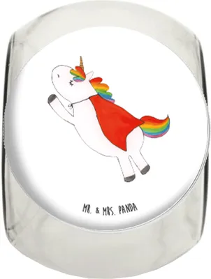 Produktbild von Mr. & Mrs. Panda Teedose Einhorn Super XL 2000ml - Weiß - Geschenk, Süßigkeitenglas, Unicorn, Einhörner, Superheld, schraubglas, Bonboniere, Held, Vorratsglas, Kaffeedose