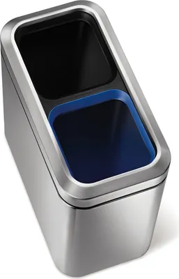 Produktbild von simplehuman 20 Liter schmaler offener Recycler Abfalleimer, gebürsteter Edelstahl - 5x5x28 cm; CW1470