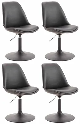Produktbild von CLP 4er Set Esszimmerstühle Maverick Kunstleder drehbar und stufenlos verstellbar schwarz Gestell Farbe schwarz