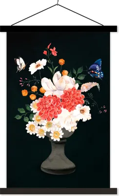 Produktbild von MuchoWow® Textilposter Stillleben - Blumen - Aquarell 120x180 cm mit schwarzem Rahmen - Fotos