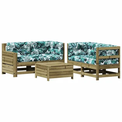 Imagen del producto de vidaXL Juego de jardín de 5 piezas con cojines, fabricado con madera de pino tratada