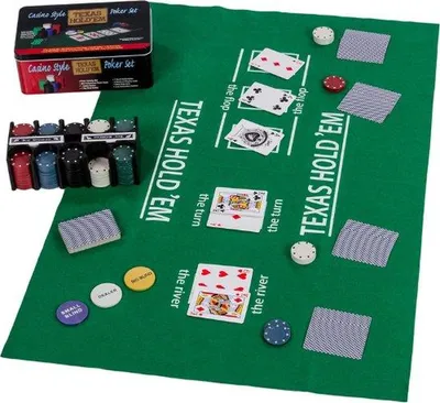 Image de Set de poker Texas Hold'em comprenant 200 jetons, 2 jeux de cartes et une table de jeu, style casino, noir