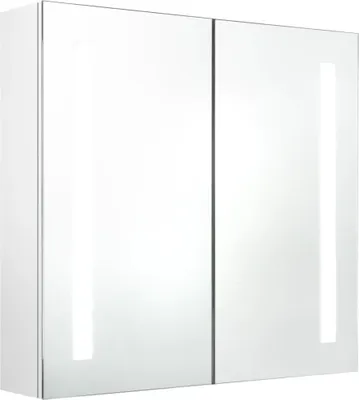 Image de vidaXL Armoire à miroir LED pour salle de bain blanc brillant 62x14x60 cm