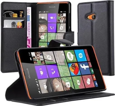 Obrázok produktu pre Cadorabo kryt pre Nokia Lumia 540 ochranný kryt v čiernej farbe puzdro na mobilný telefón kryt magnetické zatváranie