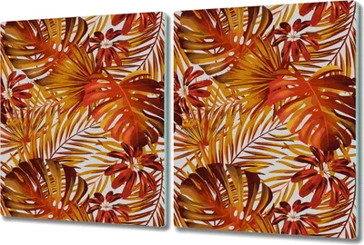 Produktbild von Glas Schneidebrett Herdabdeckplatten Schneideplatten - 2x 40x52 cm - Feurige Blumen
