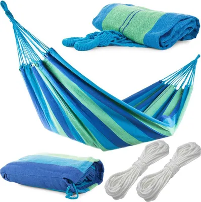 Obrázok produktu pre Verk Hamaka hojdacia sieť 200 x 150 cm hrubé modré pruhy
