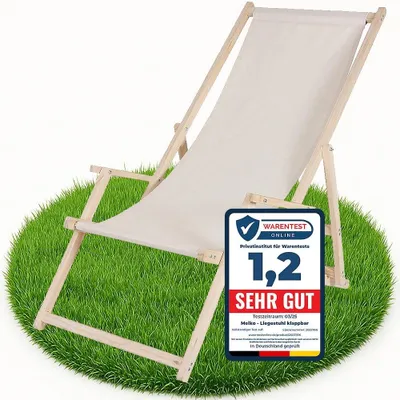 Produktbild von Faltbarer Liegestuhl aus Kiefernholz in Beige