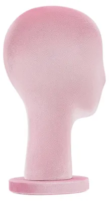 Produktbild von Weiblicher Perückenkopf - Schaufensterkopf Ständer - Samt PolyurethanSchaum - Kopfumfang 52,5 cm - Höhe 35 cm - Leicht 0,8 kg - Hellrosa