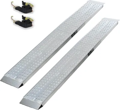 Produktbild von TRUTZHOLM 2 x Auffahrrampen 200 x 28 cm 540 kg Alu gelocht starr grau Verladerampen Motorradrampen