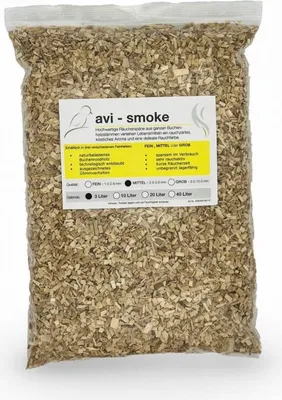 A bag of wood chips for smoking, with a label detailing product information.