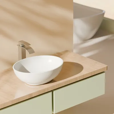 Produktbild von EMKE Ovales Waschbecken Aufsatzwaschbecken Keramik Waschbecken Waschtisch, Weiß, Glänzend 34,5 x 26,5 x 12 cm, Hochwertiges Badezimmer-Waschbecken