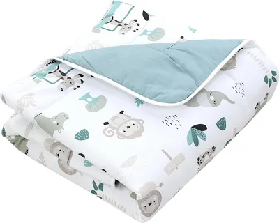 Produktbild von TupTam Baby Spielmatte Kinder Große Spieldecke Gepolstert XXL Krabbeldecke 120 x 120 cm Babyzimmer Schlafteppich, Farbe: Zoo Grün