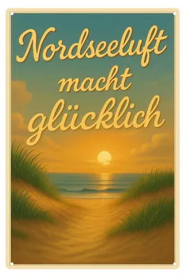 Produktbild von Blechschild 20x30cm Nordseeluft macht glücklich Strandmotiv Metallschild Maritime Wanddeko Nordsee Küstenliebe Urlaub AstraDesign