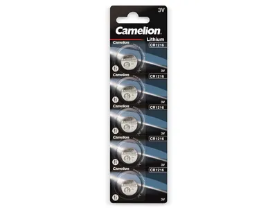 Produktbild von Knopfzelle CAMELION, CR1216 3,0V, Lithium, 5er-Blister