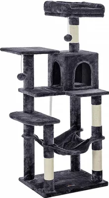 Produktbild von Katzenkratzbaum mit Hängematte, 143 cm, Cat Tree, Rauchgrau