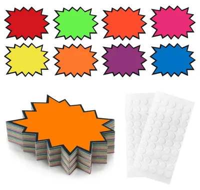 Immagine prodotto di Cartellino prezzo - Stella 14 x 18 cm - 80 pezzi - 8 colori