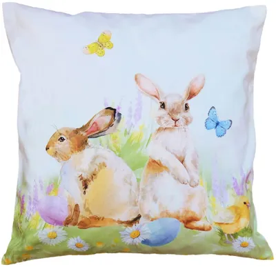 Produktbild von Kissen-Bezug Ostern Frühling Osterhasen bunt 40x40 cm