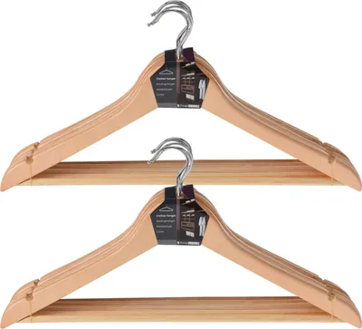 Produktbild von 24x Kleiderbügel Holzbügel Hosenbügel Wäschebügel Holz Garderobe Bügel KH020