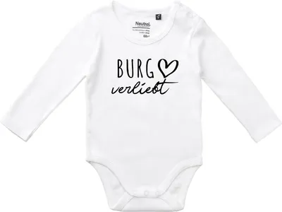 Produktbild von Huuraa Baby Body Burg verliebt 68 White  Baumwolle Fairtrade Langarmbody Geschenkidee