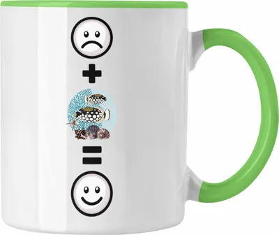 Produktbild von Trendation - Fisch Tasse Geschenk für Aquaristen Aquarium  :( + Fische = :) Lustige Geschenkidee Geburtstag (Grün)