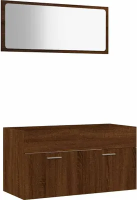 Obrázek produktu pro vidaXL 2dílná sada koupelnového nábytku Hnědý dubový dřevěný materiál