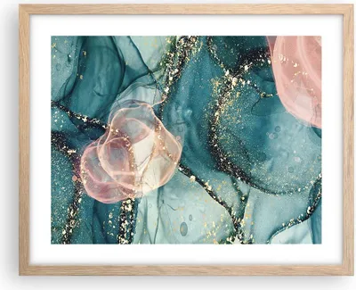Produktbild von Gerahmtes Poster - Rahmen in heller Eiche - Flüssigkeit Gold Rosa - 50x40 cm - Wand Bild - Wanddeko - Wandbilder - Kunstposter - Wandposter - Bilderrahmen - Bilder - Kunstdruck - P2NAA50x40-4817