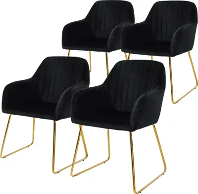 Obrázek produktu pro ML-Design sada 4 jídelních židlí s opěradlem, černá, ze sametu