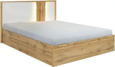 Obrázek produktu pro Manželská postel 180x200 GARZON - dub wotan / alpská bílá + LED osvětlení