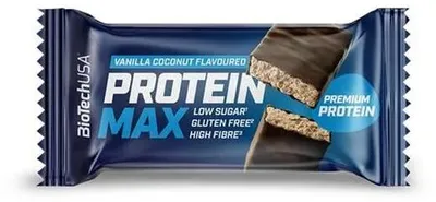 Proteínová tyčinka, bezlepková, 45 g, BIOTECH USA "Protein Max", kokos-vanilka