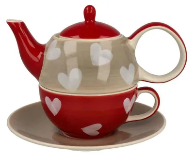 Produktbild von Tea for one Set "Corazon" Keramik, 4 teilig Kanne: 0,4 l, Tasse: 0,2 l