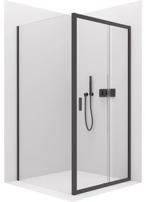 Obrázek produktu pro Sprchový kout Varone LINE L/P - 6 mm - černá matná, transparentní sklo - 110x90x195 cm - posuvný