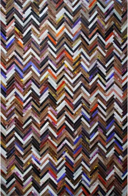 Image de Tapis en cuirs recyclés effet zig zag marron multi 160x230