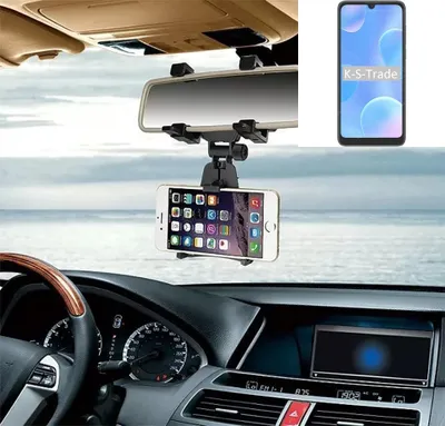 Produktbild von K-S-Trade Smartphone Halterung kompatibel mit Blackview A50 Rückspiegel Halterung schwarz Auto Halterung KFZ Halter