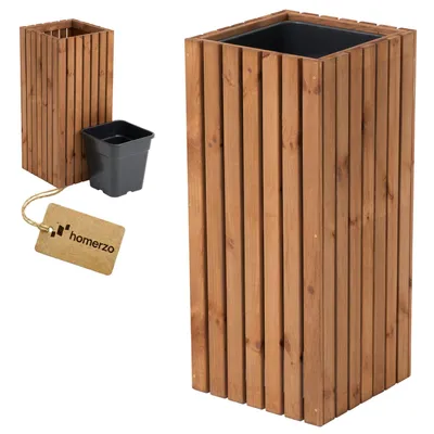 Immagine prodotto di Fioriera per esterno Fioriera in legno con inserto per piante in plastica Fioriera quadrata da 18 litri per balcone o terrazzo