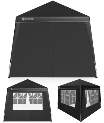Image de CASARIA® Tonnelle de jardin 3x3m pliante POP-UP 4x parois latérales protection UV 50+ sac tente pliable imperméable pavillon festival fête Capri noir