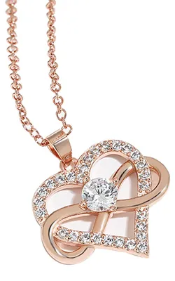Produktbild von KONFEN Kette Damen Infinity Herz, Rosegold Halskette Y Kette, Herzkette Unendlic