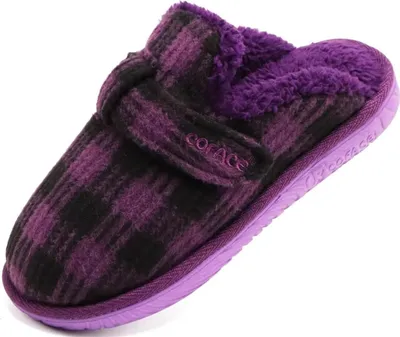 Produktbild von COFACE Flauschige Hausschuhe aus Memory Foam - Lila und Schwarz, Größe 35