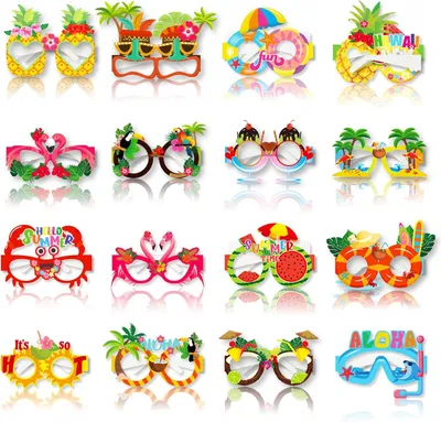 Image de Masques de fête en papier, 16 pièces, motifs tropicaux, pour les célébrations