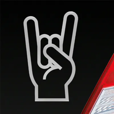 Produktbild von Auto Aufkleber Gabel Rock Heavy Metal Gruss Pommesgabel 8x13 cm Silber Sticker Heckscheibenaufkleber